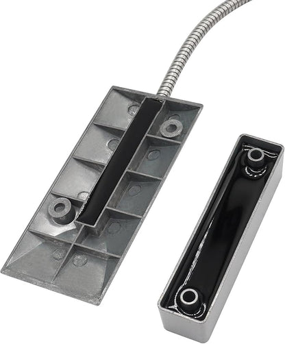 Magnetic Reed Switch Wired Surface Mount Normally Open NO Contact Sensor Alarm Magnetic Door Switch with 2 Wires, Zinc Alloy Sliver, OC-60