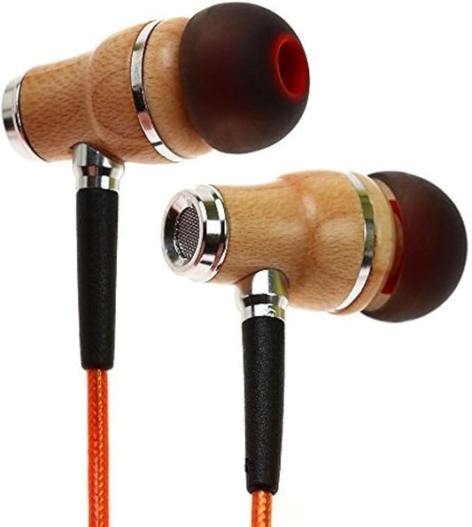 Symphonized Premium Wooden Earphones Wired (3.5mm Jack) Deep Bass Sound, 3D Sound, Microphone Volume Control, 90% Noise Cancelling for Type C Devices. Earphones for Android