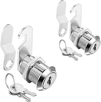 Cabinet Cam Locks Keyed Alike, 1'' Fits on 3/4'' Max Door Thickness, Secure File Drawer Mailbox RV Storage Replacement Set, Zinc Alloy (1 Inch 2Pcs)