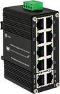 Mini Industrial Switch 10 Ports Gigabit Switch Hardened 10 Port RJ45 10/100/1000Mbps Ethernet Switch Din Rail Mount Outdoor Ethernet Switch, Unmanaged Network Switch (-40 to 176°F) with 12-48V DC