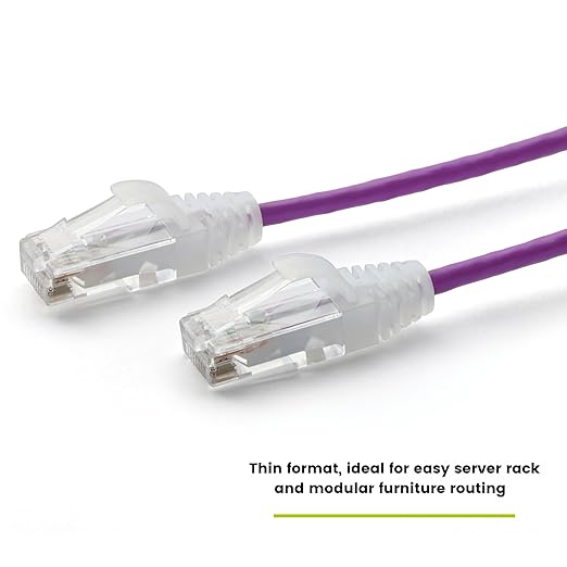 TRUECABLE Cat6 Component Rated Patch Cable, Unshielded (U/UTP), 3ft, Purple, 28AWG Solid Copper, Snagless 10G High-Speed Ethernet Cable, PoE++ 4PPoE 100W, UL Listed, RoHS-3, 1 Pack