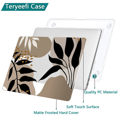 Teryeefi Compatible with MacBook Pro 13 inch Case 2020 2021 2022 2016-2019 Model M1 & M2 A2338 A2251 A2289, Hard Shell Keyboard Cover for Touch Bar, Tropical Leaf, Leaves