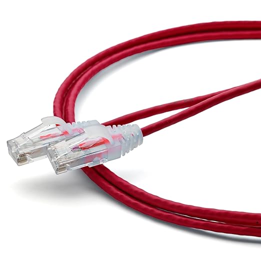 TRUECABLE Cat6 Component Rated Patch Cable, Unshielded (U/UTP), 7ft, Red, 28AWG Stranded Pure Copper, Snagless 10G High-Speed Ethernet Cable, PoE++ 4PPoE 100W, UL Listed, RoHS-3, 1 Pack