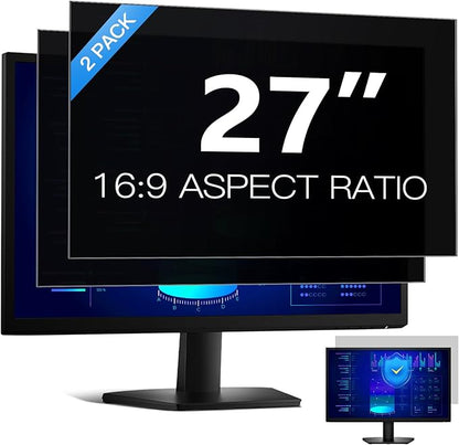 [2 Pack] 27 Inch Computer Privacy Screen Filter for 16:9 Aspect Ratio, Eye Protection, Anti-Glare, Anti-Blue Light Computer Monitor Privacy Filter, Removable Anti-Scratch 27in Protector Film