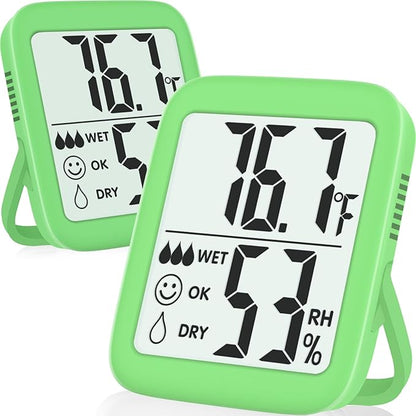 Antonki 2 Pack Room Thermometer for Home, Indoor Hygrometer Humidity Meter Gauge, Digital Temperature and Humidity Sensor Monitor for House, Terrarium, Incubator, Greenhouse - Battery Included