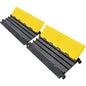 OranLite Rubber Cable Protector Ramp, Heavy Floor Cable Wire Cord Cover Speed Bumps 22000Lbs Load Capacity, Driveway Hose Cable Ramp Protective Cover for Indoor and Outdoor (3-Channel x 2Pcs)