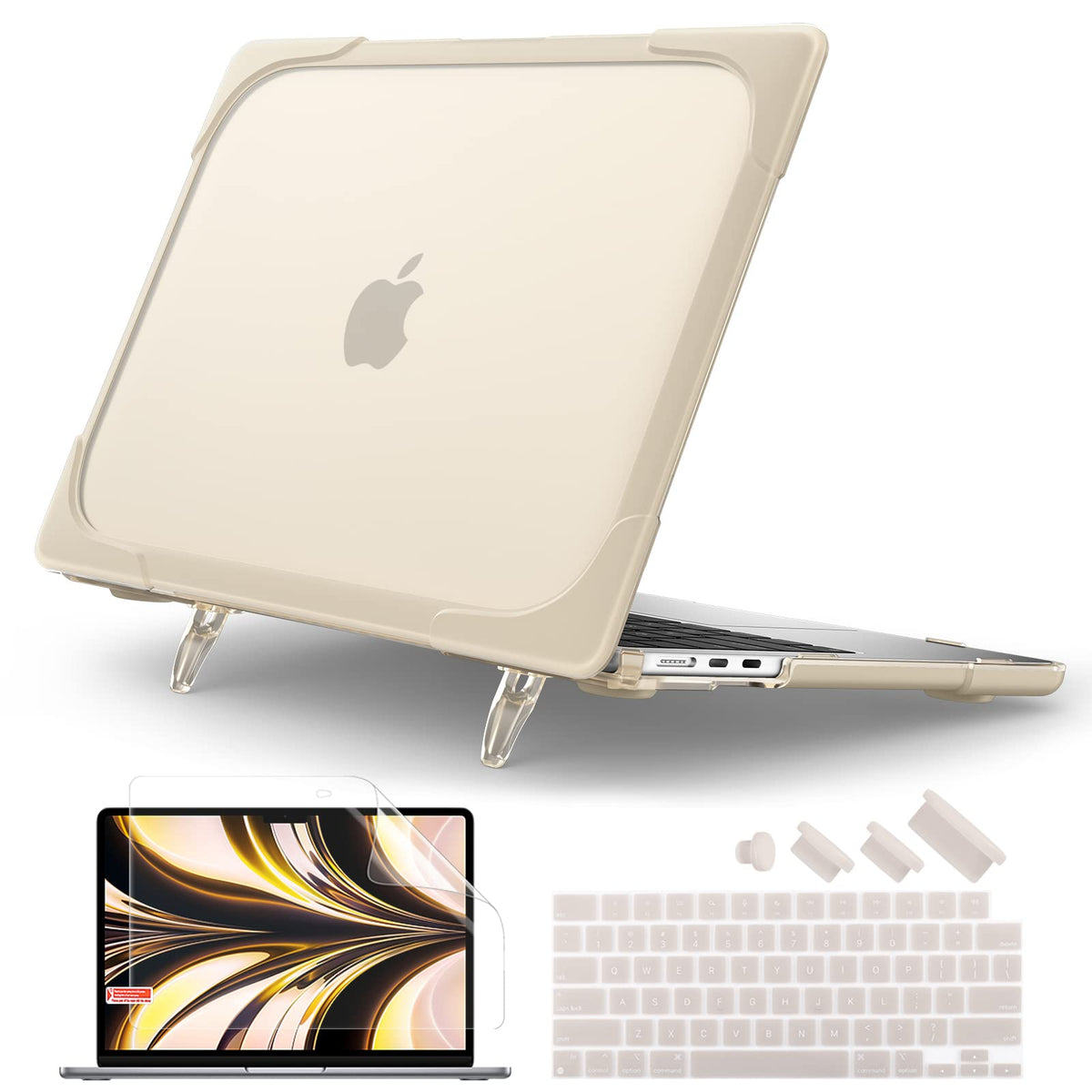 Batianda Heavy Duty Case for MacBook Air 13.6 inch with Stand,Lavender Grey