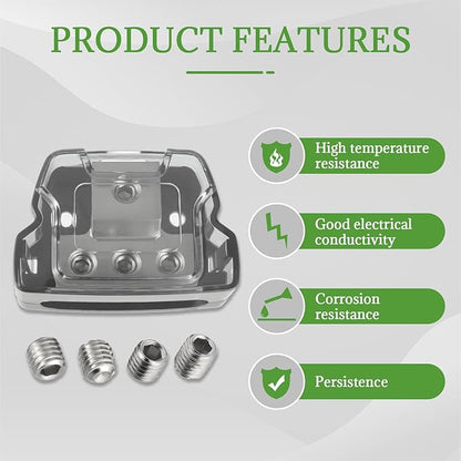 BOJACK 3 Way Power Distribution Connecting Block 1x0/2/4 Gauge Input 3x4/8 Gauge Output Power Distribution Block for Car Amplifier Audio Splitter