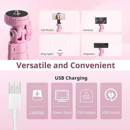 UBeesize 12'' Selfie Ring Light with 62’’ Tripod Stand for Video Recording, Live Streaming(YouTube, Instagram, TIK Tok), Compatible with Phones, Cameras and Webcams Pink
