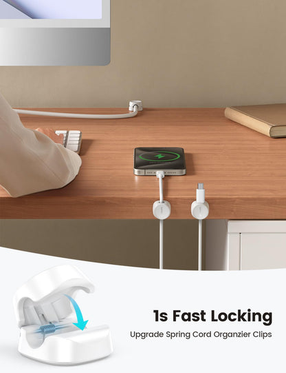 Lamicall 8 Pack Cord Organizer, [1s Lock] Cable Management Clips