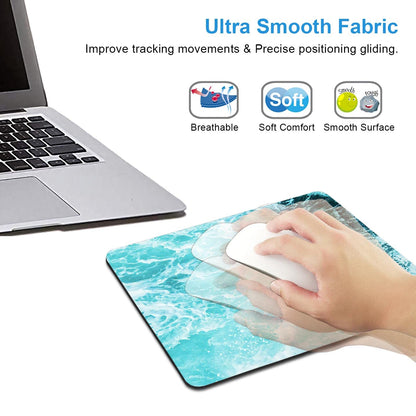 IMAYONDIA Blue Teal Green Sea Waves Mouse Pad, Square Ocean Mouse Pad Waterproof Non-Slip Rubber Base MousePads for Office Laptop, 9.5 inch x7.9 inch