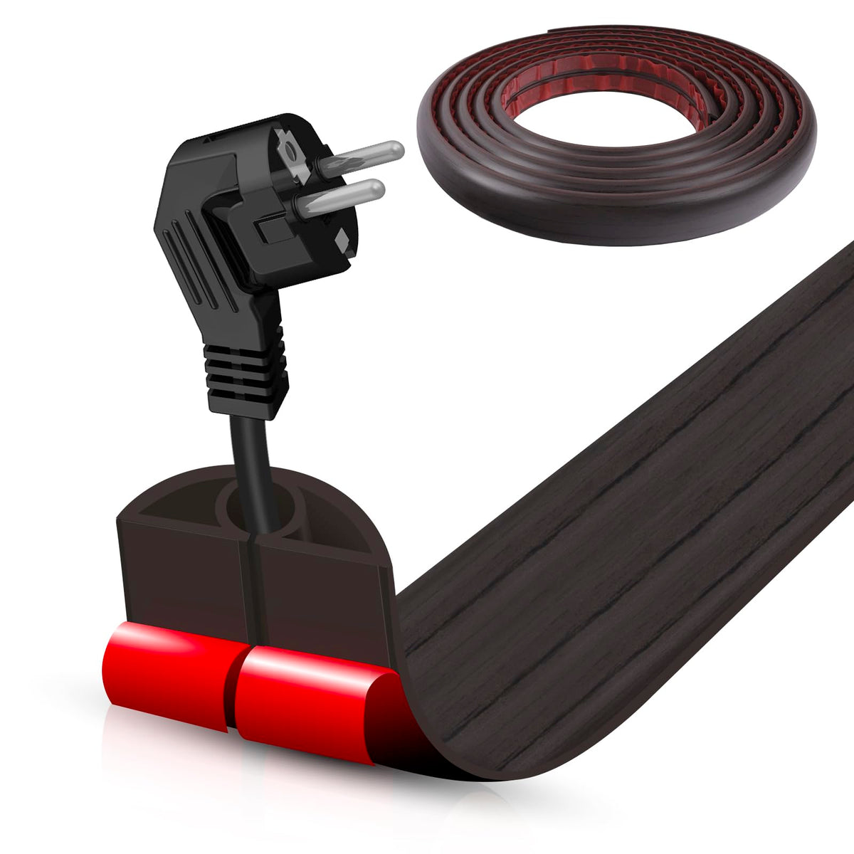 Floor Cord Cover Self Adhesive Cord Hider,10FT Cable Management, Extension Strip Protector for Wires, Prevent Cable Trips for Offices, Gyms, Exhibitions Cavity:0.39"(W) x 0.27"(H) Black