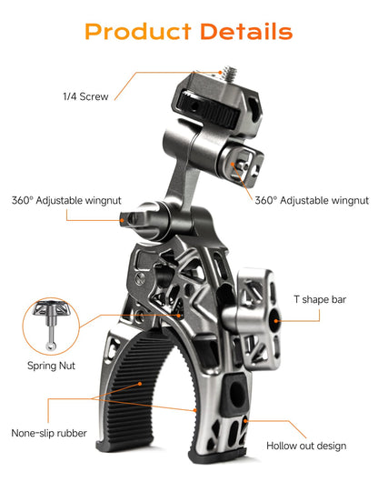 Movmax C Clamp Camera Mount for Flat Tube Road Bike, Super Clamp with 1/4"-20 Thread,E-Bike Accessories/Bicycle, Compatible with GoPro Hero13/12/11/10/ DJI Osmo 360/Action 5 Pro/4/3/Insta360 X4/X5