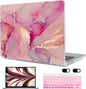 MEEgoodo Case for MacBook Air M4/M3/M2 13.6 inch 2025 2024 2022, Fit Model A3240 A3113 A2681, Compatible with MacBook Air 13 inch, Laptop Hard Shell Case with Keyboard Cover, Gold Splashes Marble