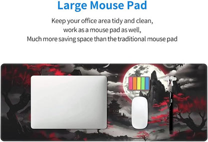 Extended Gaming Mouse Pad, Large Desk Mat XL Anime Mouse Pad Waterproof with Stitched Edges, Non-Slip Desktop Pad for Home and Office, Level Up Your 31.5x11.8 Inch (Night canyon2)