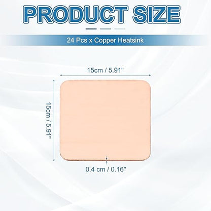 PATIKIL Copper Heatsink Pad Shims, 24 Pcs 15x15x0.4mm Copper Pad Shim IC Chipset GPU CPU Thermal Heatsink for Cooling Laptop Desktop Computer