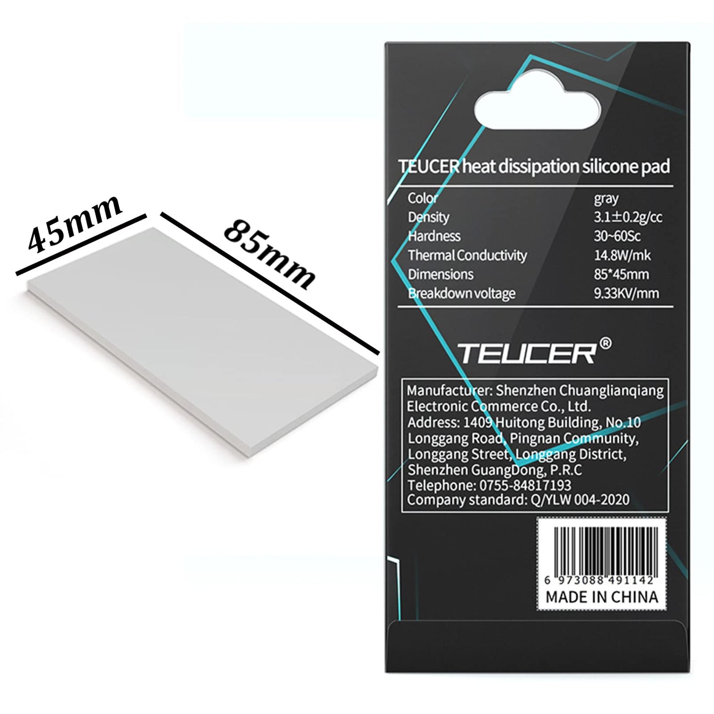 Thermal Pad 14.8 W/mK, 85x45x0.5mm, Non Conductive Heat Resistance High Temperature Resistance, Silicone Thermal Pads for Laptop Heatsink GPU CPU LED Cooler (0.5mm)
