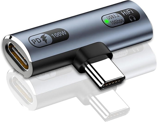 2-in-1 USB-C Splitter with 100W Fast Charging,Dual USB-C Ports for Headphones & Charging Adapter,Compatible with iPhone 16/15 Series,iPad,MacBook,Galaxy S24/S23 (Gray)