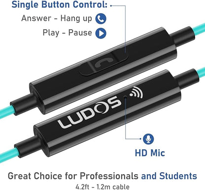 LUDOS Clamor USB C Headphones for iPhone 16 15 Pro Max Plus iPad Pro, 5 Years Warranty, USB-C Earbuds for Samsung Galaxy S24 S23 Ultra S22 S21 FE S20 A55 A54 A53, USB Type C Earphones - Turquoise