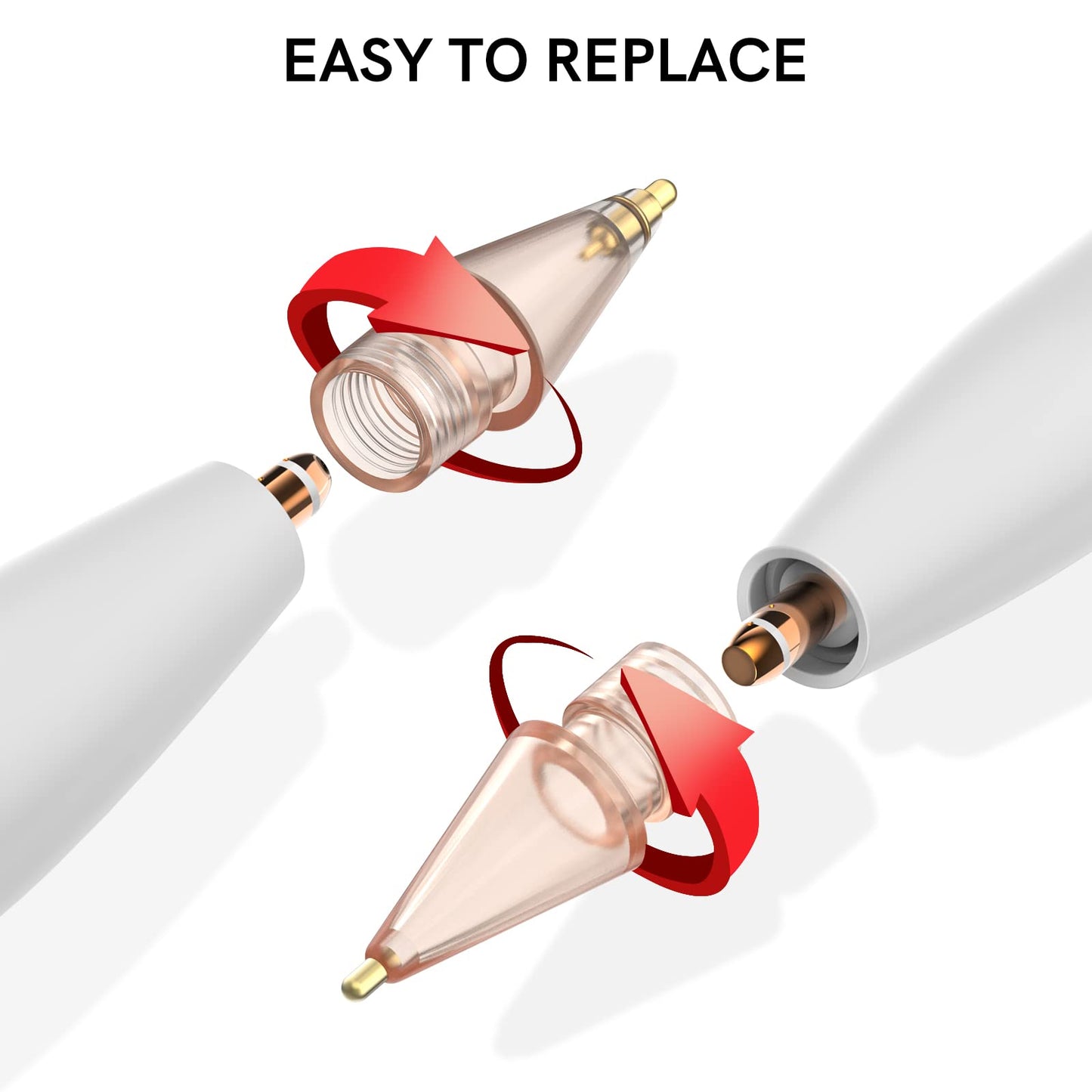 Delidigi 3 Pack Replacement Tips Compatible with Apple Pencil Pro/2nd Generation/1st Gen/USB C, Wear-Resistant iPencil Nibs Accessories Fine Point Precise Control Pen Like Tips