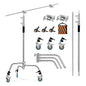Soonpho Adjustable 10ft/3.3m Heavy Duty Light Stand with Boom Arm and Wheels,100% Stainless Steel Reflector C-Stand with Grip Head & Sandbag &Clamps,for Studio Video Reflector,Monolight,Softboxes