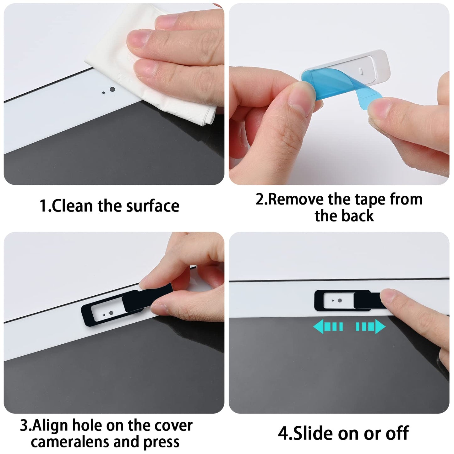 Webcam Cover, 3 Pieces, Laptop Camera Cover, Privacy Shielding Capacity is Twice as Big as The Traditional, Suitable for Computer Mobile Phones, laptops, Tablets and so on (Black)