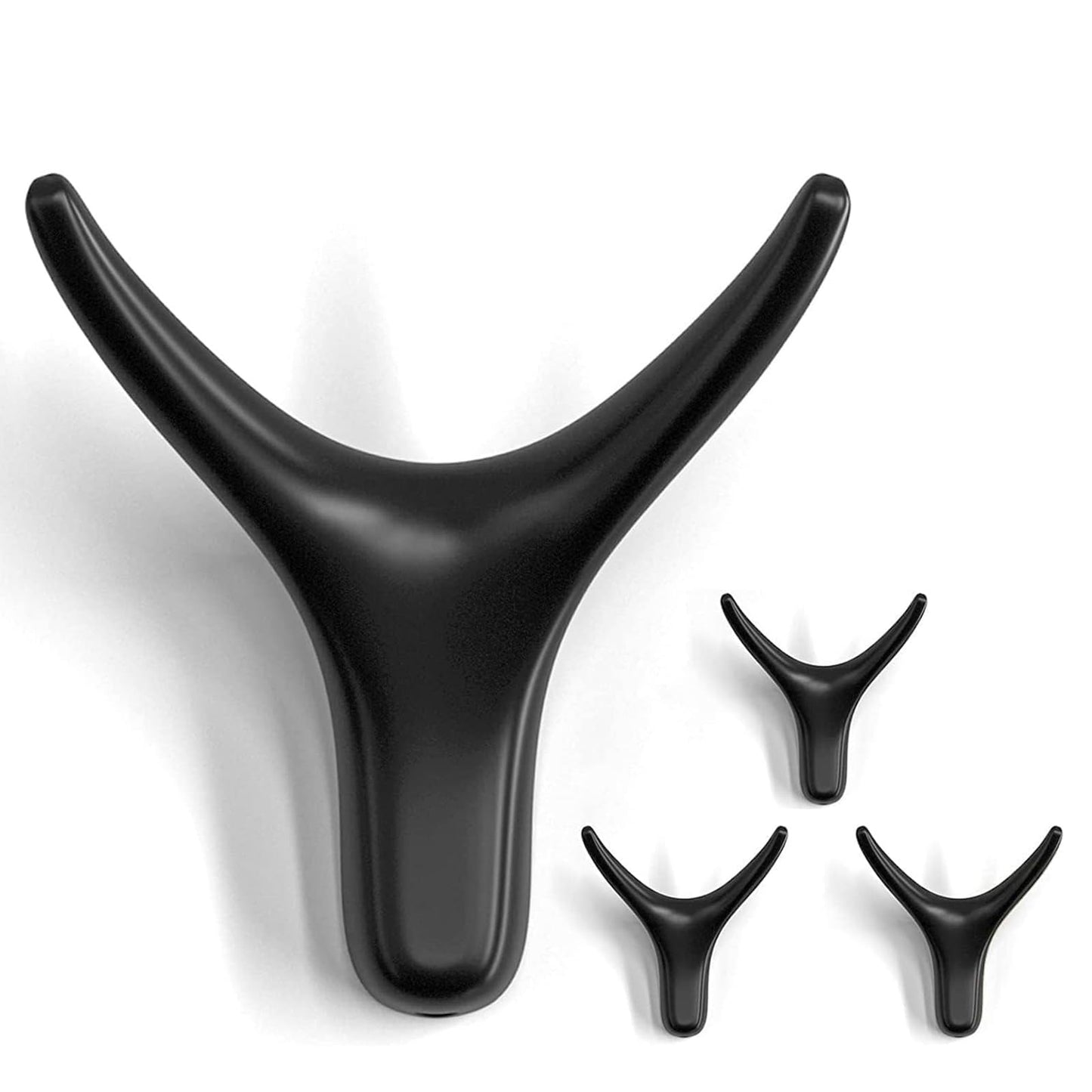 NETLKLA 4 Packs Towel Hooks,Coat Hook Cow Head Wall Hooks, Metal Heavy Duty Wall Hooks for Hanging Coats, Hats, Bags, Kitchenware and Towels in Living Room, Kitchen, Bedroom and Bathroom (Black)