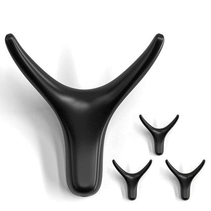 NETLKLA 4 Packs Towel Hooks,Coat Hook Cow Head Wall Hooks, Metal Heavy Duty Wall Hooks for Hanging Coats, Hats, Bags, Kitchenware and Towels in Living Room, Kitchen, Bedroom and Bathroom (Black)