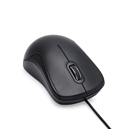 Amazon Basics 3-Button USB Wired Mouse with Precision Scroll Wheel, 1000 DPI, Ergonomic Grip, Plug and Play, 6-foot Cable, Black