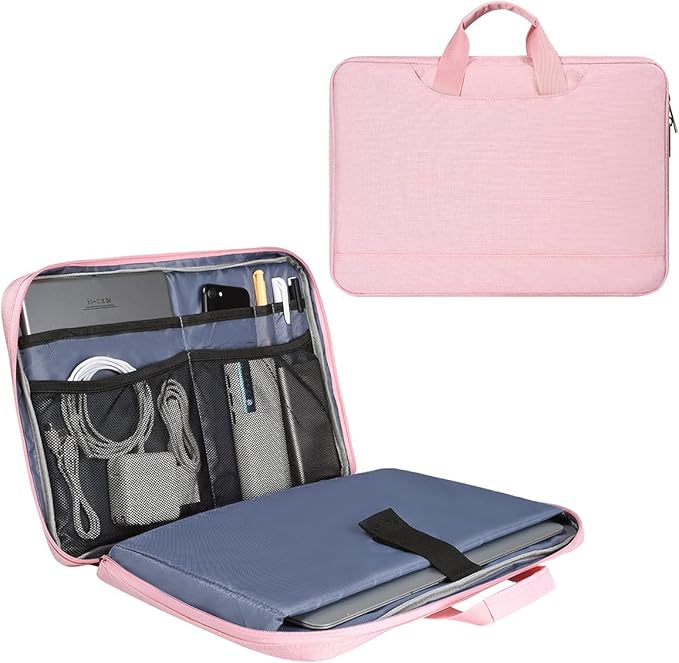 15.6 Inch Laptop Sleeve TSA Case Women Ladies Bag for Macbook Pro 16" M5 M4 M3 M2 M1, Lenovo Ideapad 15.6", HP Envy/Victus 15.6, Dell Inspiron 15, Acer Aspire/Nitro 15, ASUS MSI Macbook 15 Case, Pink