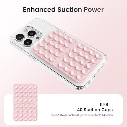 Klearlook 4Pack Silicone Suction Cup Phone Case Mount Double Sided, Sticky Phone Grip for Cell Phone, Hands-Free Phone Accessories for Selfies and Videos, Light Blue & Light Pink & Black & White