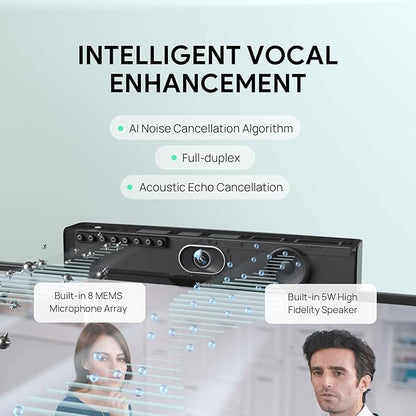 Yealink MeetingBar A10 Conference Room Webcam 4K 120° Wide Angle Camera with Android OS, Video Conferencing System with Microphone and Speaker, AI Speaker Tracking, Auto Framing, Teams Zoom Certified