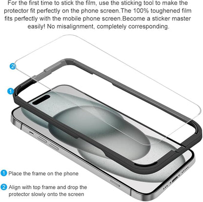 Tempered Glass Screen Protector for iPhone 15 Plus Clear (3 Pack)