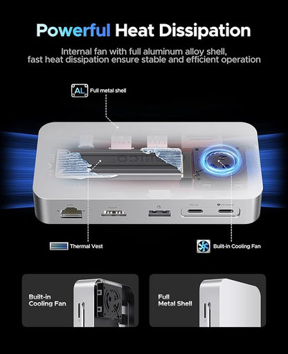 ORICO 512 GB External SSD Docking Station, SSD Expansion + Hub Extension, Up to1000MB/s, 10-in-1 USB C HUB with Internal SSD, Support 4K@60Hz HDMI Display, 100W PD, Ethernet, SD/TF, Mac Mini - SJ10