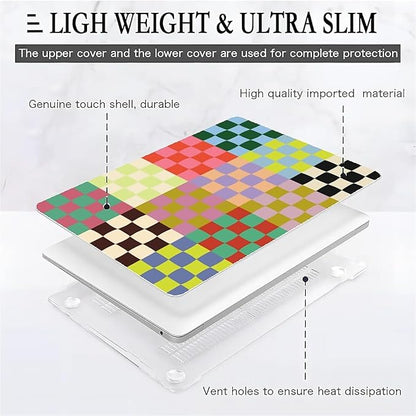 Compatible with MacBook Air 13.3 13.6 Inch Case 2022 2021 2020 2019 Plastic Hard Shell Case Cover,13.3 Air (A1932/A2179/A2337), Colorful Checker