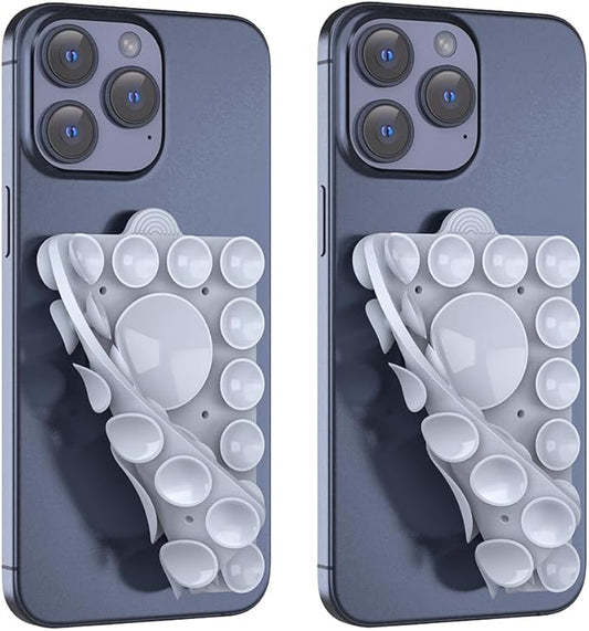 CMZZ Silicone Suction Holder, Silicon Adhesive Phone Accessory for iPhone, Android and More, Hands-Free Mirror Shower Holder, TikTok Videos and Selfies (Light Blue 2Pack, Double Sided)