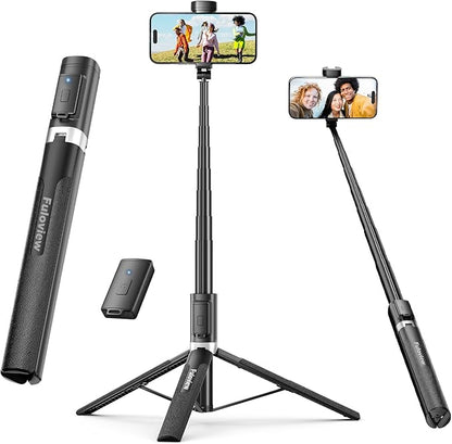 Selfie Stick Travel Tripod for iPhone Wireless Remote for Selfies, Extendable Selfie Stick for iPhone, iPhoneTripod for Video Recording, 60 inch, Black