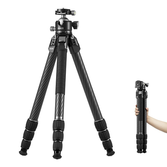 SIRUI 50.4"/128cm Carbon Fiber Travel Tripod Kit, Max Load 44lb/20kg
