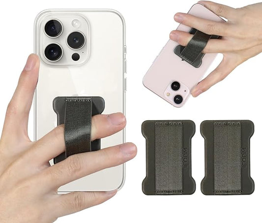 WUOJI Universal Phone Grip for Smartphones - Phone Holder for Hand for Back of Phone - Wireless Charging Compatible (Gray) - 2Pack