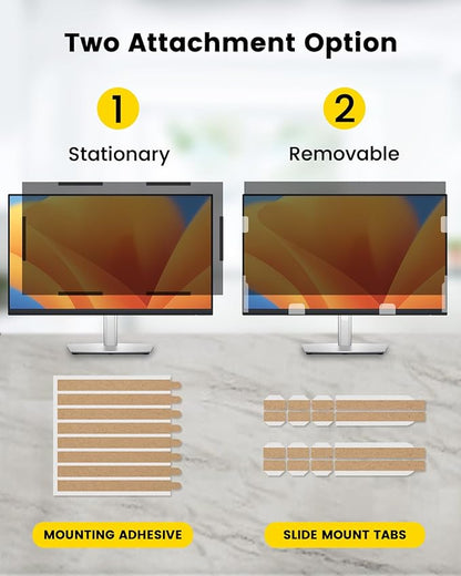 F FORITO 23 Inch 16:9 360°Privacy Screen Protector for Computer Monitor, Removable Eye Protection Anti Blue Light Anti Glare Computer Screen Privacy Shield for 23" Widescreen Monitors