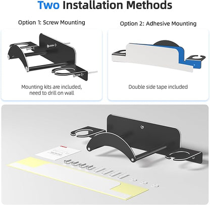 VR Headset Wall Mount Storage Stand Hook Compatible with Meta Quest 3/Meta Quest 3S/Quest Pro/Quest 2 Metal VR Headset Hook Storage Rack Holder(Aluminum Alloy-Black)