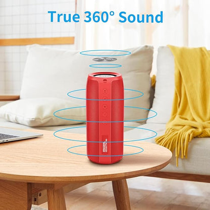 Bluetooth Speaker,MusiBaby M88 Speakers,Dual Pairing, Bluetooth 5.3,Loud Stereo Sound,Booming Bass,30H Playtime for Home& Outdoor Party,Beach,Portable Speaker,Gifts(Red)