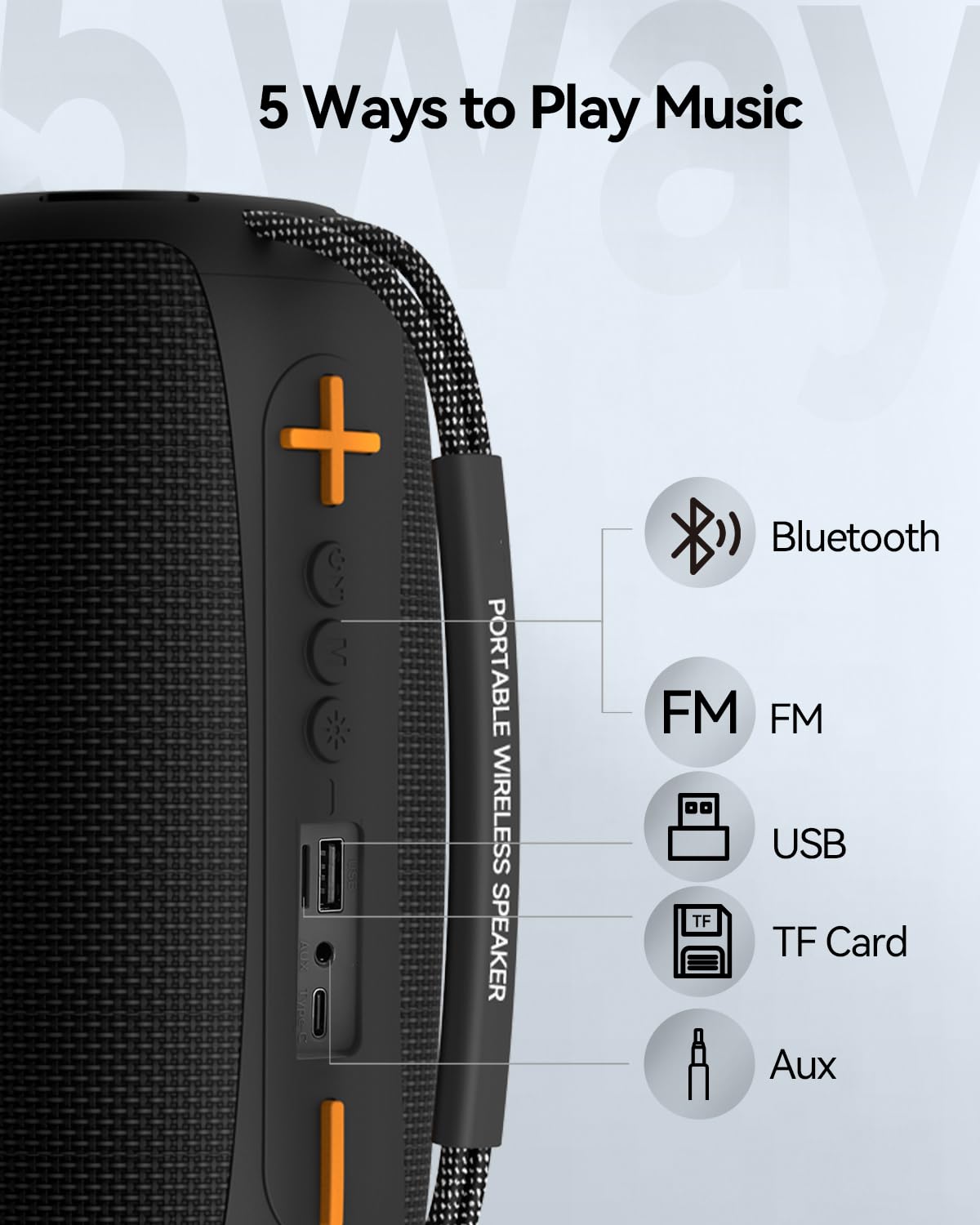 PUREMIC Portable Bluetooth Speaker with Light, Waterproof Karaoke Machine for Adults & Kids, Loud Sound and Deep Bass, Up to 8H Playtime, Support Bluetooth/AUX/USB for Home, Party, Outdoor and Travel