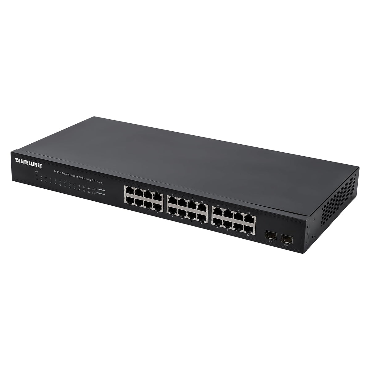 Intellinet 24-Port Gigabit Ethernet Switch, 2 SFP, Unmanaged Rackmount 1U