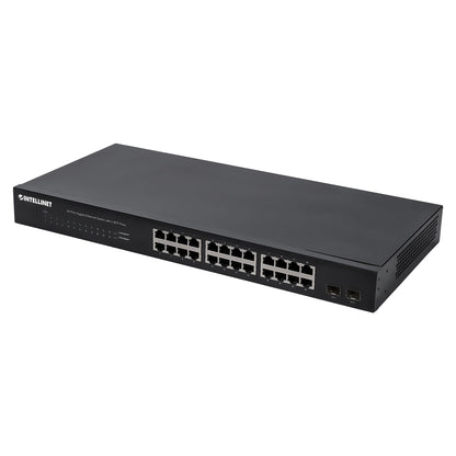 Intellinet 24-Port Gigabit Ethernet Switch, 2 SFP, Unmanaged Rackmount 1U