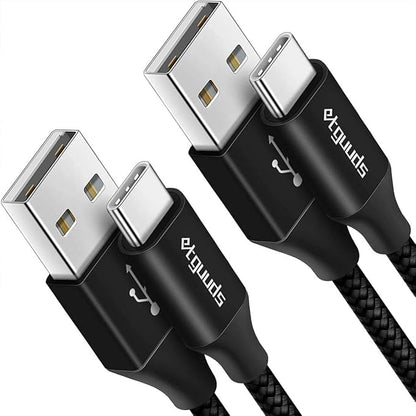 etguuds 6.6ft USB A to USB C Cable 3A Fast Charging, 2-Pack USB A to USB Type C Charger Cord for iPhone 16 15 Pro/Pro Max/Plus, for Samsung Galaxy S24 S23 S22 S21 S20 S10 A55 Flip Note, Moto, Black