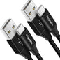 etguuds 6.6ft USB A to USB C Cable 3A Fast Charging, 2-Pack USB A to USB Type C Charger Cord for iPhone 16 15 Pro/Pro Max/Plus, for Samsung Galaxy S24 S23 S22 S21 S20 S10 A55 Flip Note, Moto, Black