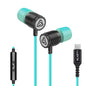 LUDOS Ultra Wired Earbuds in-Ear Headphones, 5 Years Warranty, Earphones with Mic, Noise Isolating Ear Buds, Memory Foam for iPhone, Samsung, School Students, Kids, Women, Small Ears - Turquoise