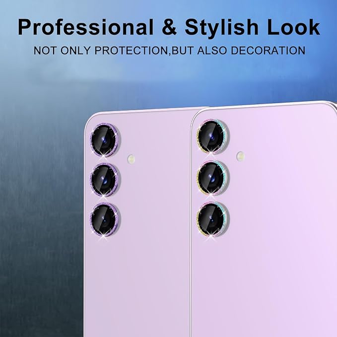 for Samsung Galaxy S23/S23 Plus Camera Lens Protector, Individual Metal Ring Tempered Glass Lens Cover, [Strong Adsorption] Scratch Resistant Ultra-Thin HD Clear Lens Cover, 1 Set-Colorful