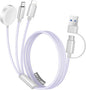 Temdan for Travel Vacation Essentials,3 in 2 USB C Cable for Apple Watch Charger/iPhone 16 Charger/Lightning,Multi Charging Cable Cord,Camping Essentials,Designed for iWatch &iPhone 16-12-4FT Purple